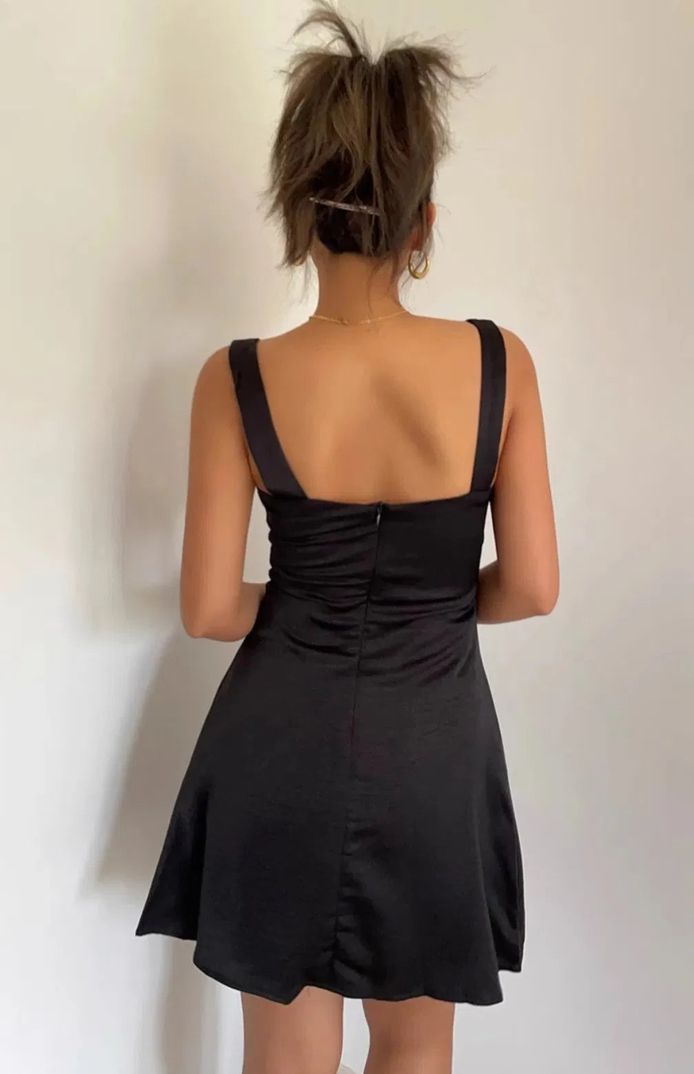 Petalia Black Skater Mini Dress