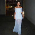Lily Monroe Sky Blue Elegant Folds Maxi Dress