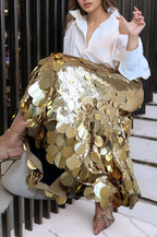 Starlet Gold Disc Sequin Maxi Skirt