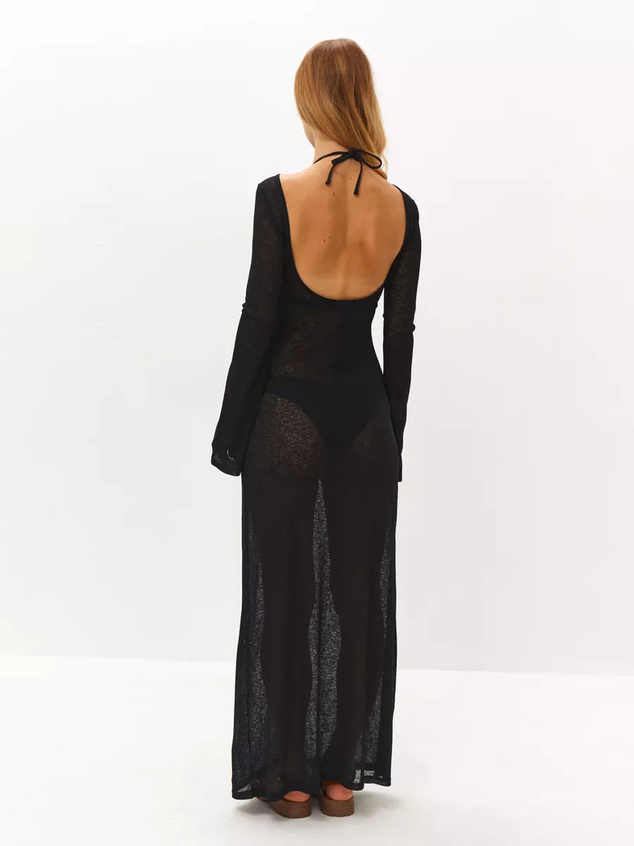Monarch Black Sheer Cover-Up Dress
