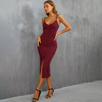 Sloane Wine Bodycon Midi Dress