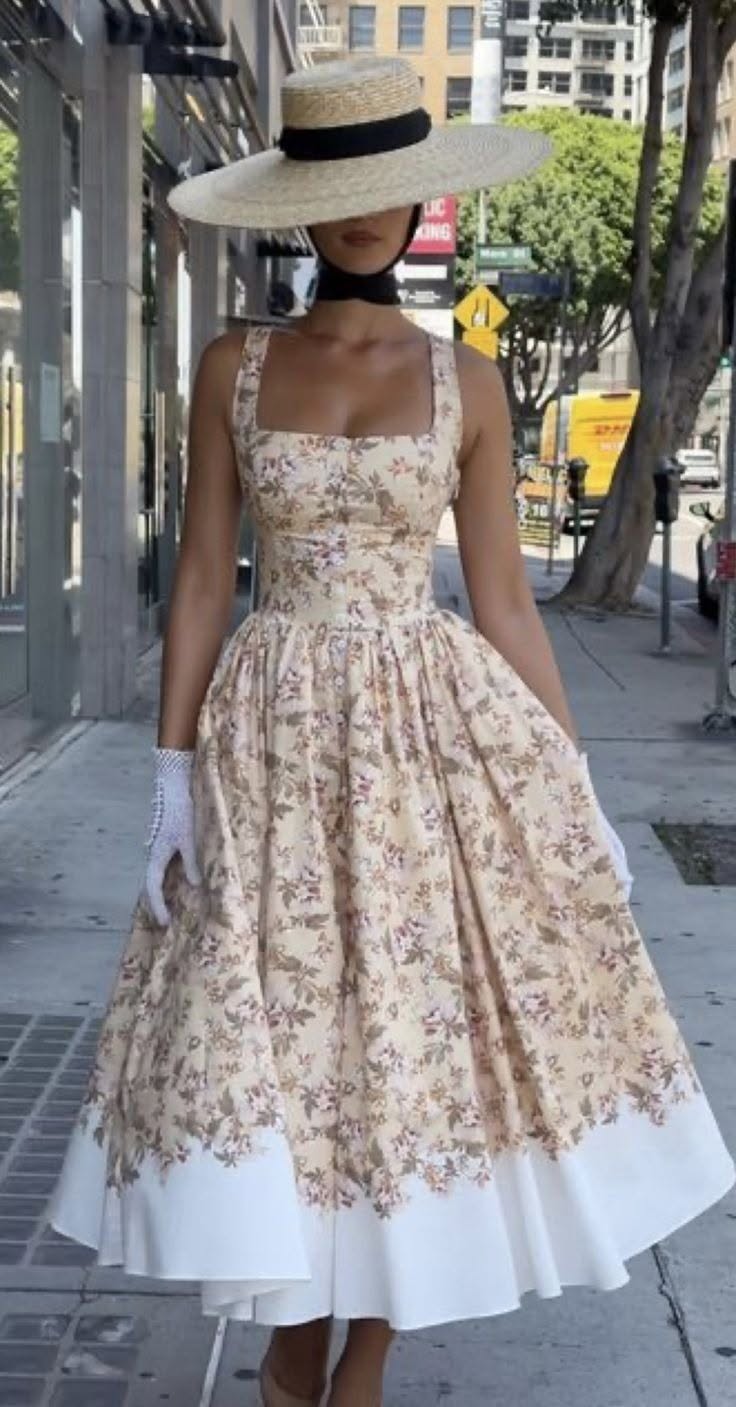 Innocence Beige Floral Midi Dress