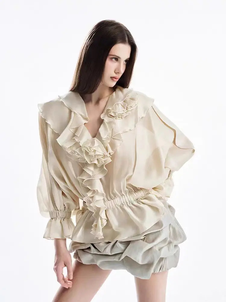 Swoon Ivory Ruffle Blouse