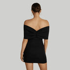 Valencia Black Off-Shoulder Mini Dress
