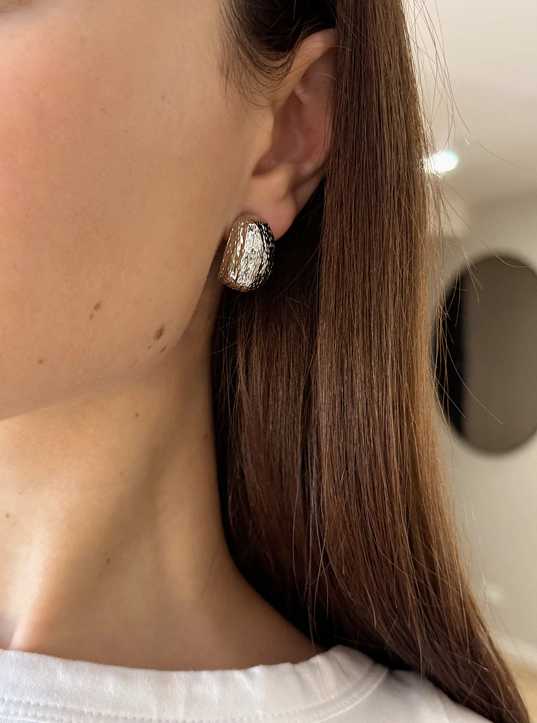 Elegant Embossed Silver Hoop Earrings