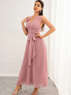 Lucy Flirt Bow Pink Maxi Dress