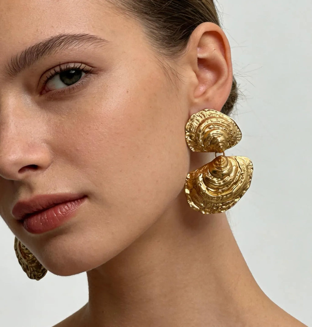 Ocean Whisper Gold Sculpted Earrings