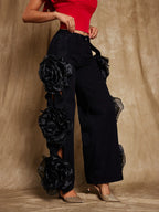 Diva Black Floral Appliqué Jeans
