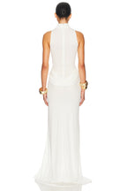 Ophélie White Drape Detail Maxi Dress