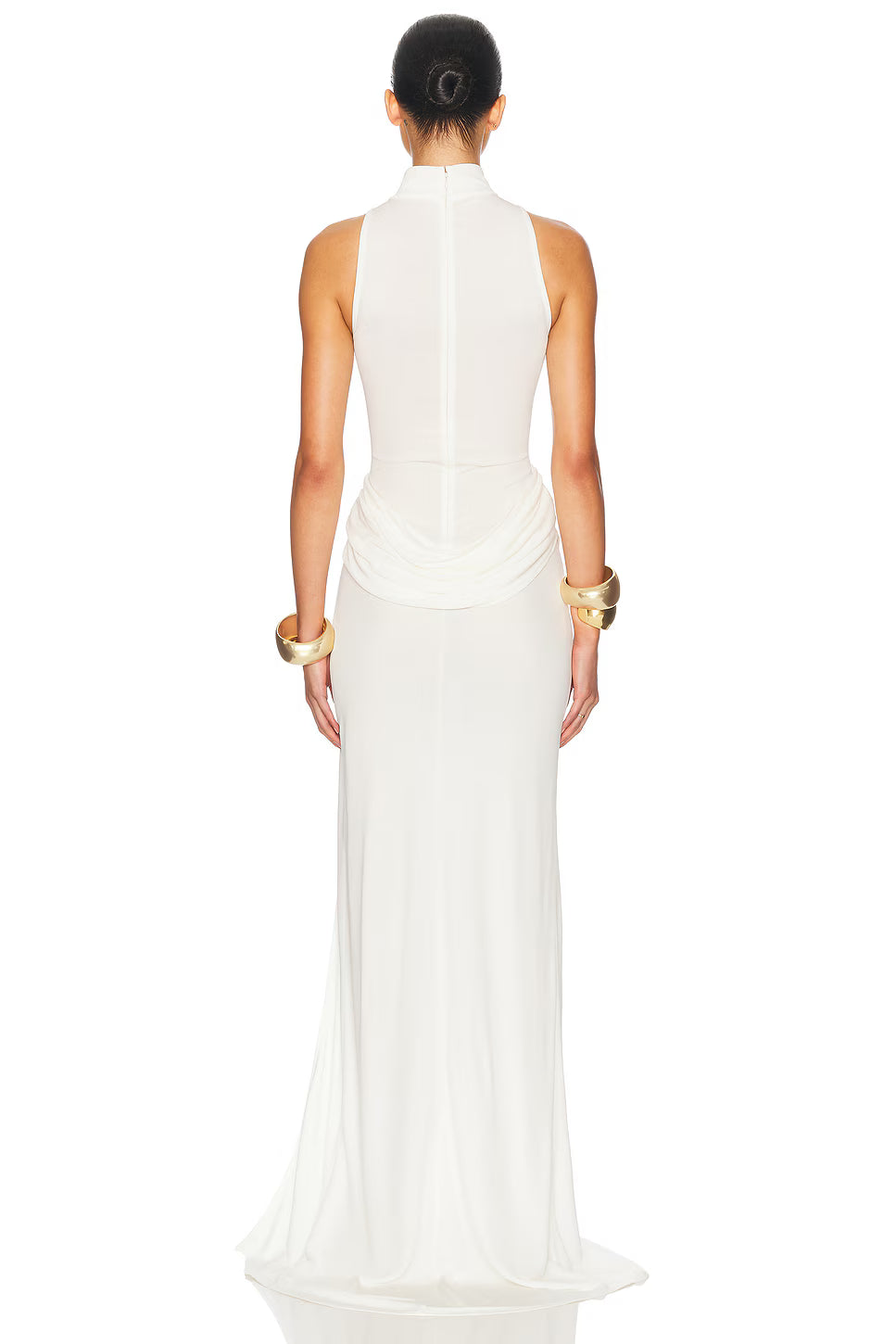 Ophélie White Drape Detail Maxi Dress