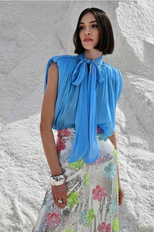 Flash Blue Bow Detail Blouse