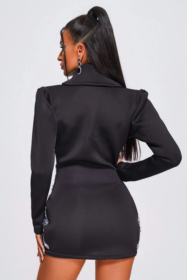 Legacy Black Crystal Blazer Mini Dress