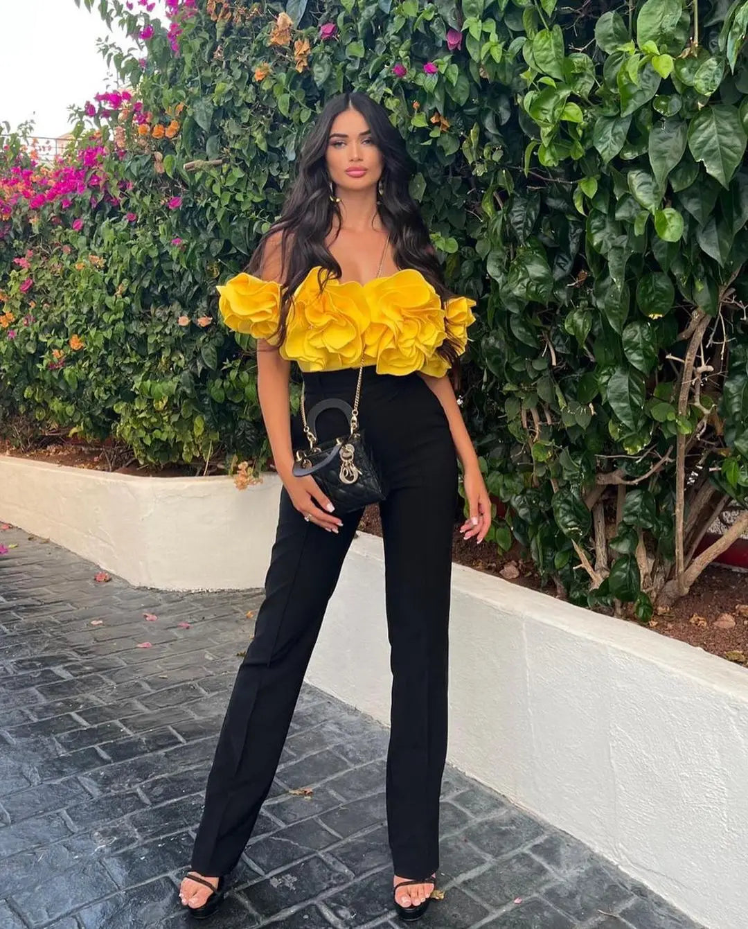 Sunset Yellow Floral Ruffle Bodysuit