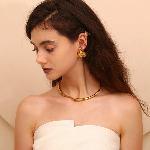 Art Deco Gold Triangle Earrings