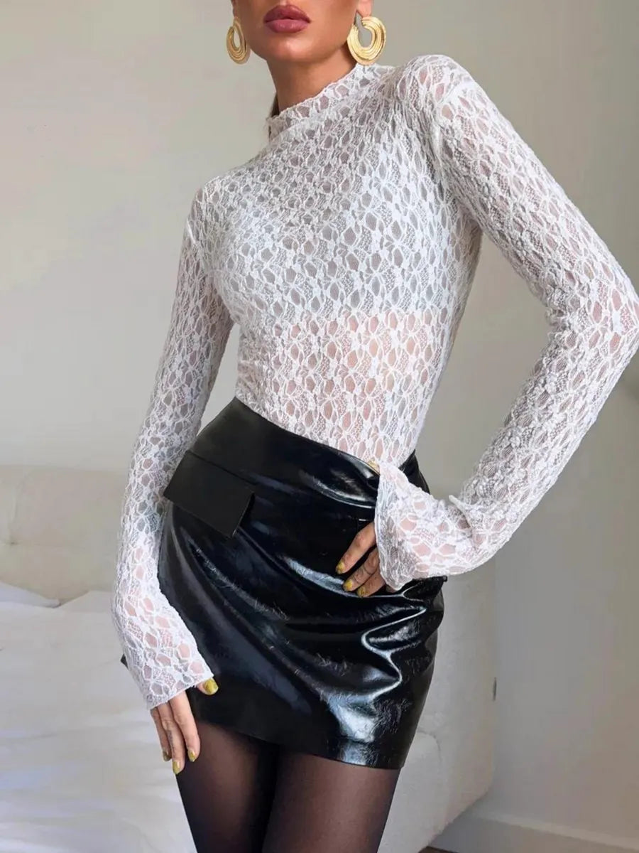 Obsession White Sheer Lace Top