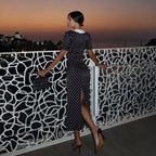 Odette Black Contrast Collar Midi Dress