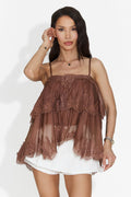 Rogue Brown Layered Lace Top