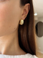 Elegant Embossed Gold Hoop Earrings