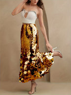 Starlet Gold Disc Sequin Maxi Skirt
