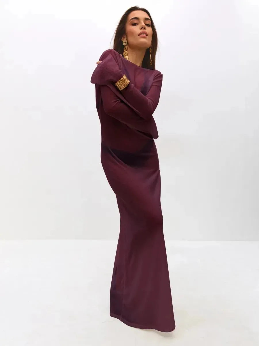 Monarch Wine Sheer Cover-Up Dress