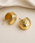 Elegant Embossed Gold Hoop Earrings