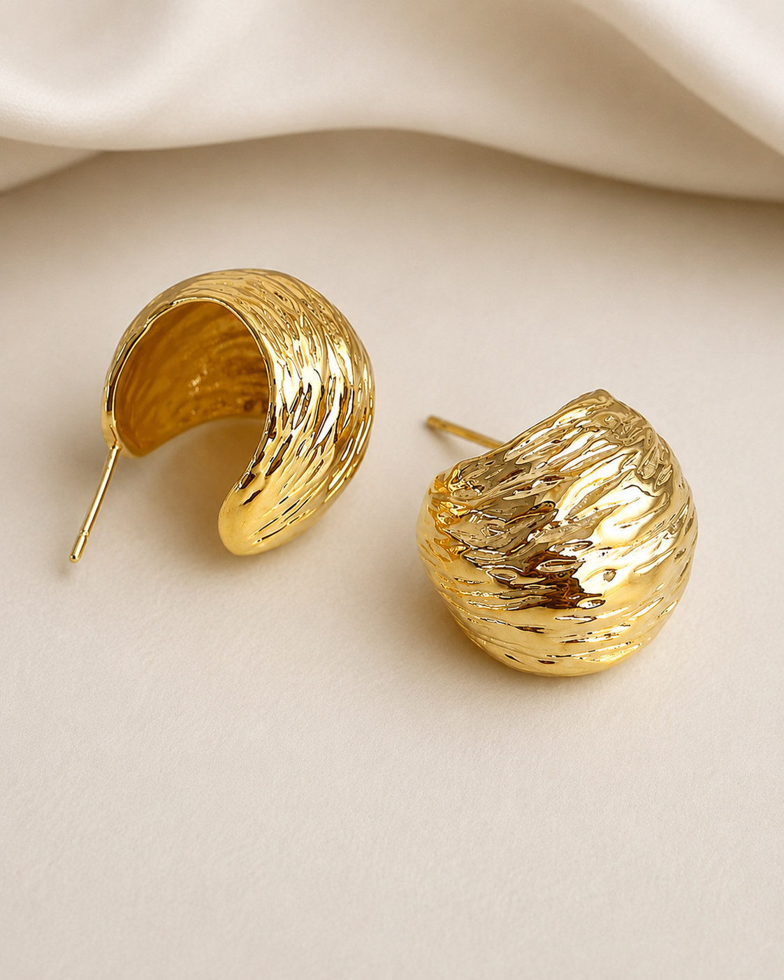 Elegant Embossed Gold Hoop Earrings