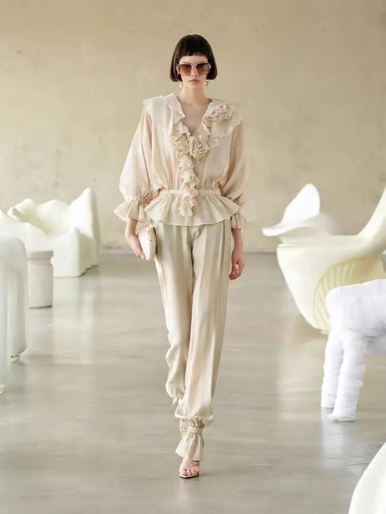 Swoon Ivory Ruffle Blouse