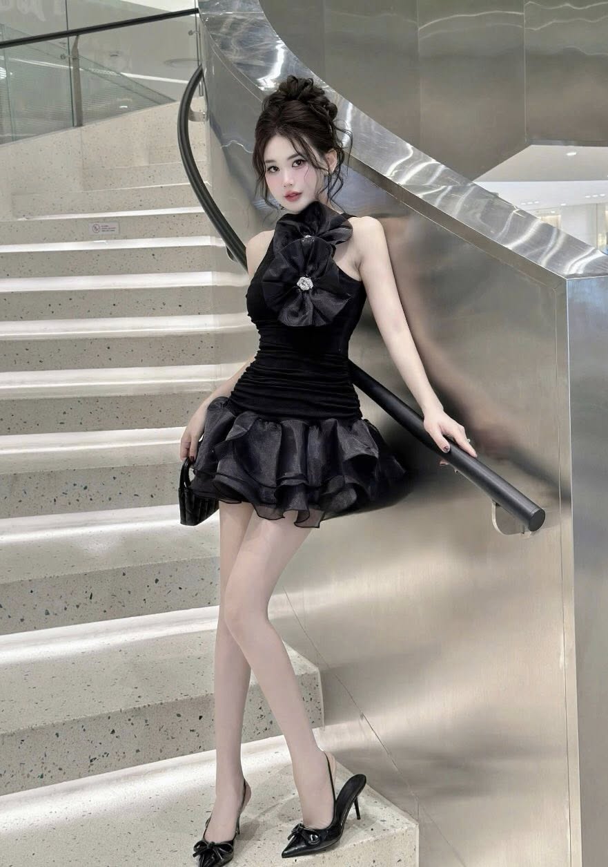 Strictly Iconic Black Ruched Party Dress