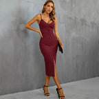 Sloane Wine Bodycon Midi Dress