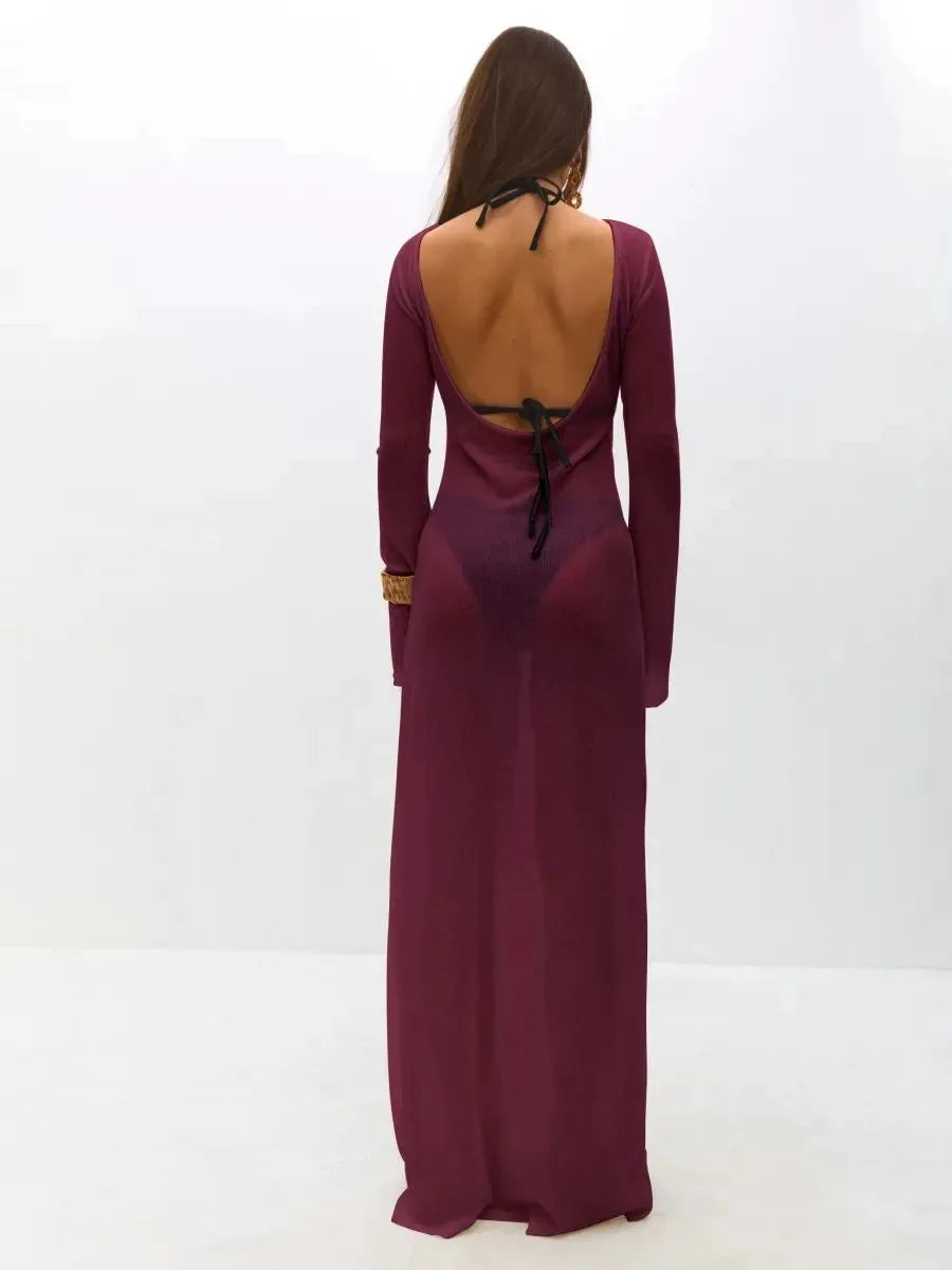 Monarch Wine Sheer Cover-Up Dress