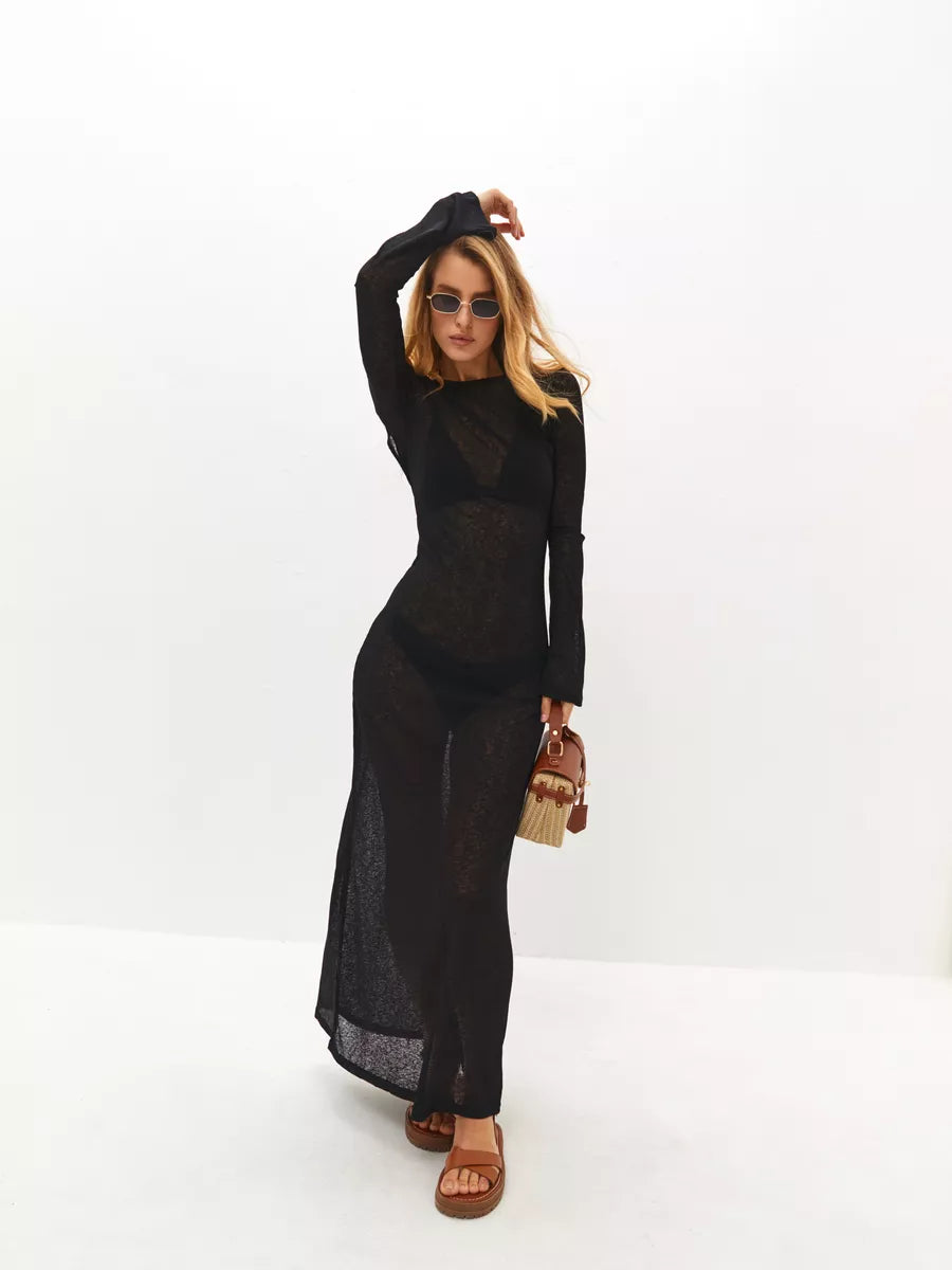 Monarch Black Sheer Cover-Up Dress