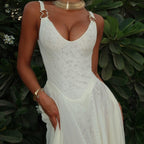 Monica White Mesh Maxi Dress