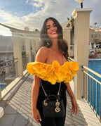Sunset Yellow Floral Ruffle Bodysuit