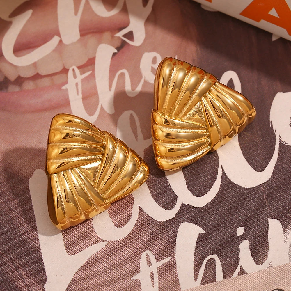 Art Deco Gold Triangle Earrings
