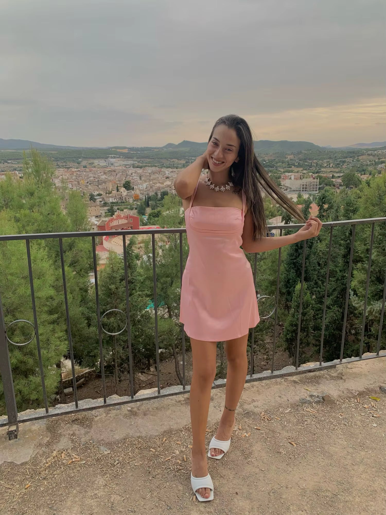 Petalia Pink Skater Mini Dress