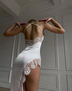 Sophie Bloom White Backless Lace Midi Dress