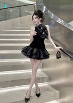 Strictly Iconic Black Ruched Party Dress