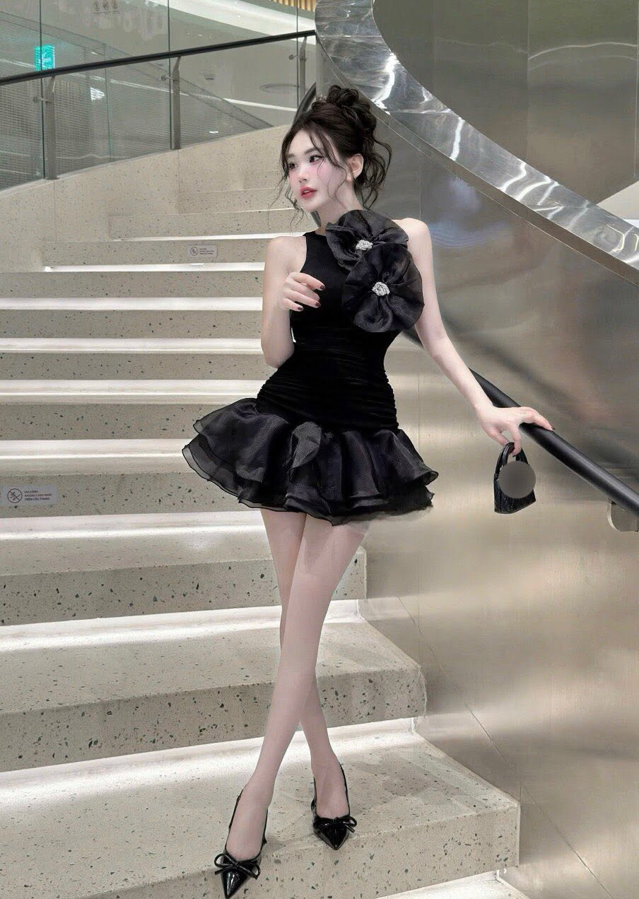Strictly Iconic Black Ruched Party Dress