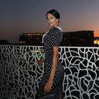 Odette Black Contrast Collar Midi Dress