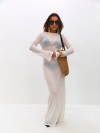 Monarch White Sheer Cover-Up Dress