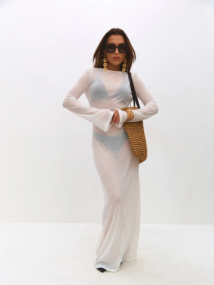 Monarch White Sheer Cover-Up Dress