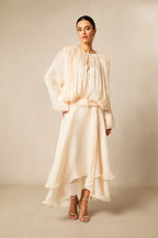 Sofia Ivory Drape Detail Maxi Dress