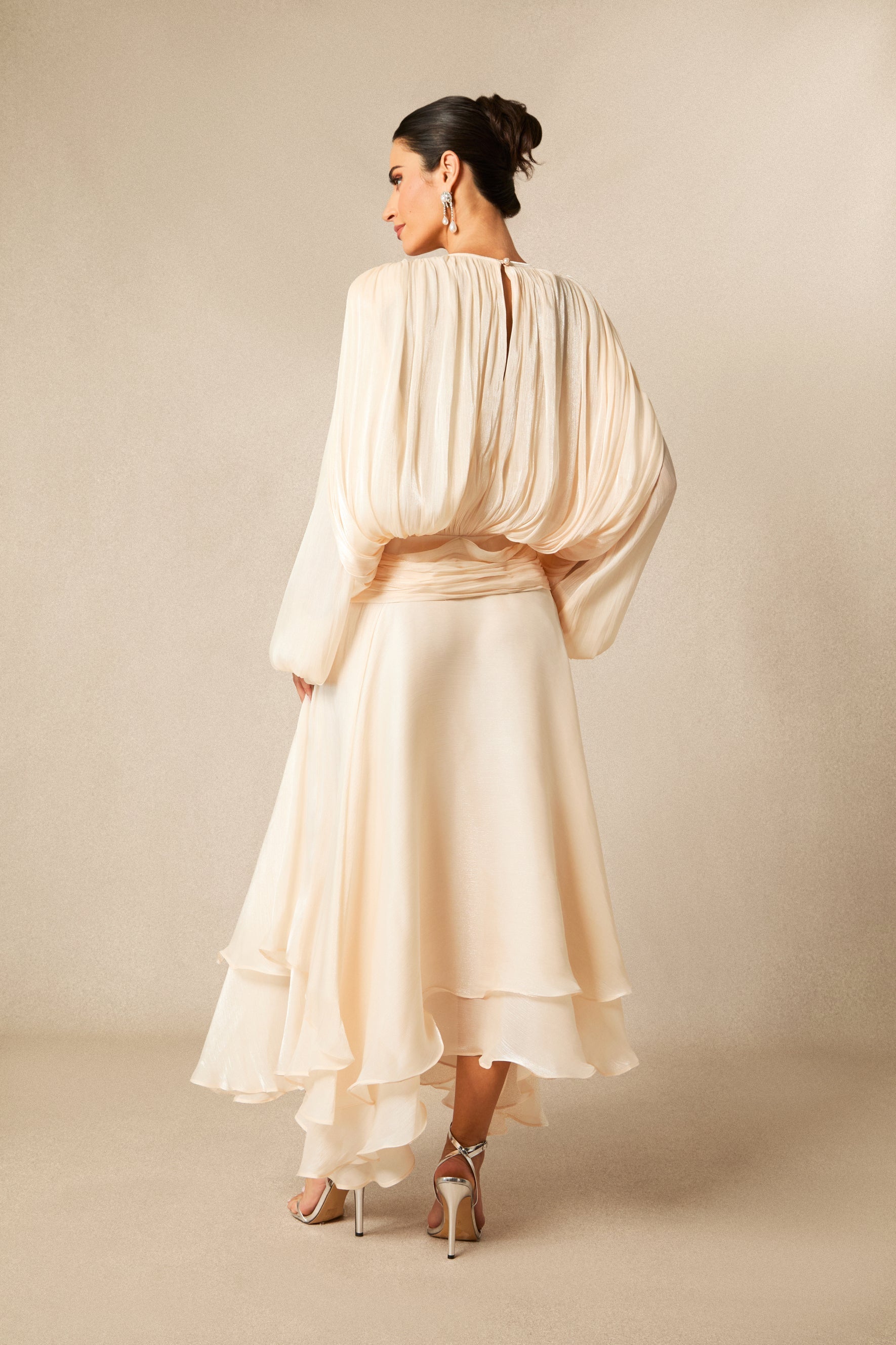 Sofia Ivory Drape Detail Maxi Dress
