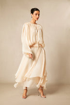 Sofia Ivory Drape Detail Maxi Dress