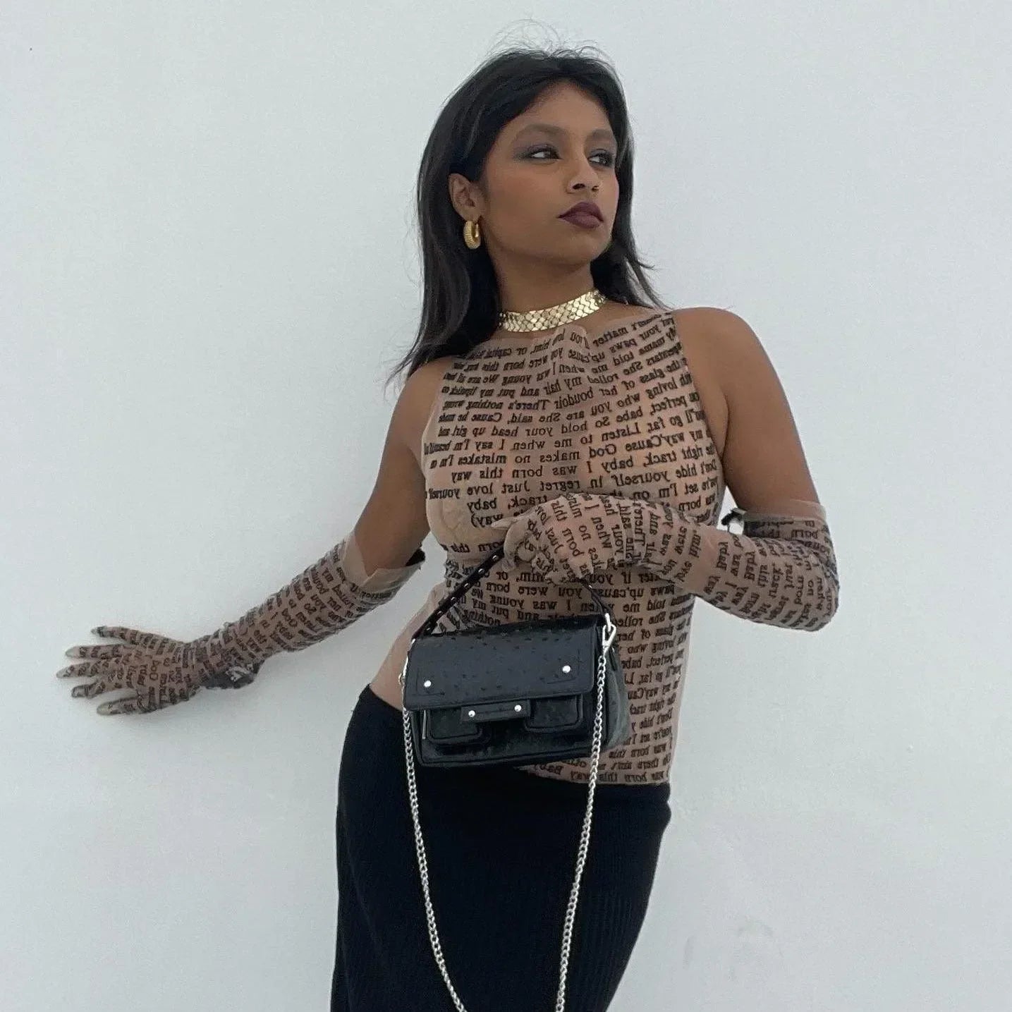 Roux Nude Mesh Top with Gloves