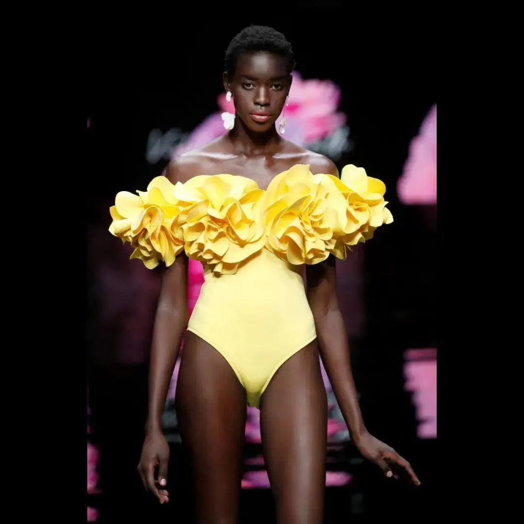 Sunset Yellow Floral Ruffle Bodysuit
