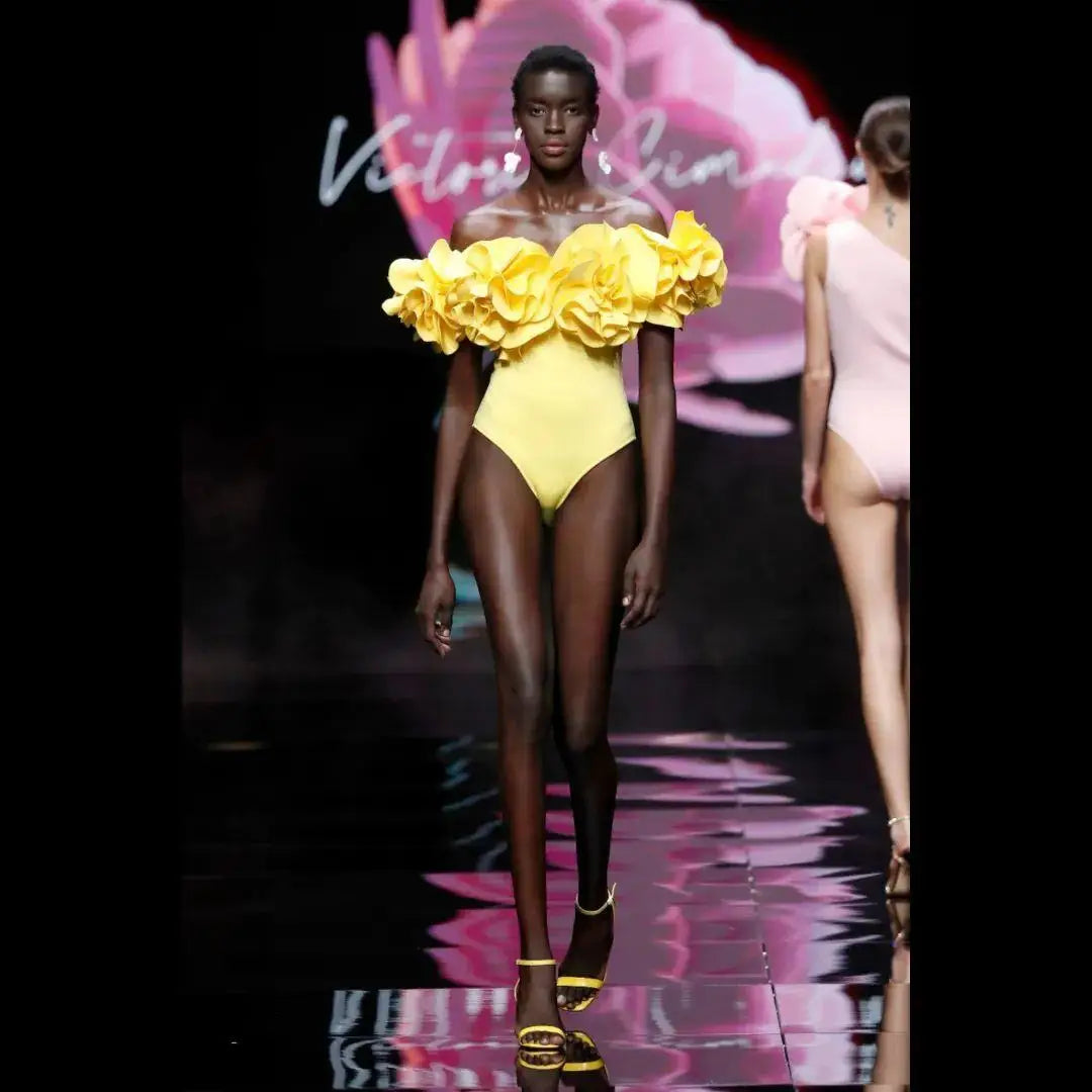 Sunset Yellow Floral Ruffle Bodysuit