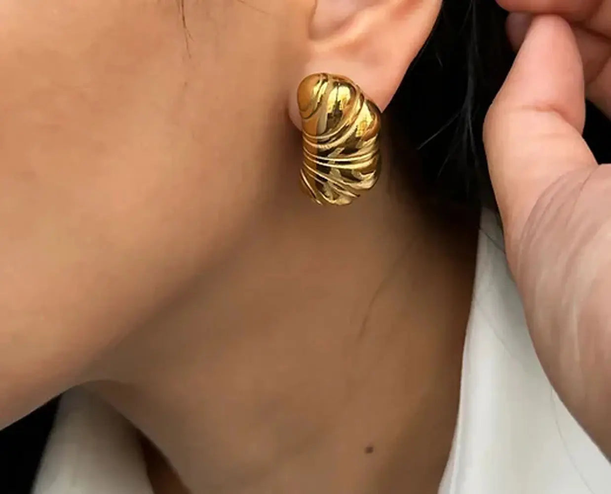 Roman Holiday Gold Croissant Earrings