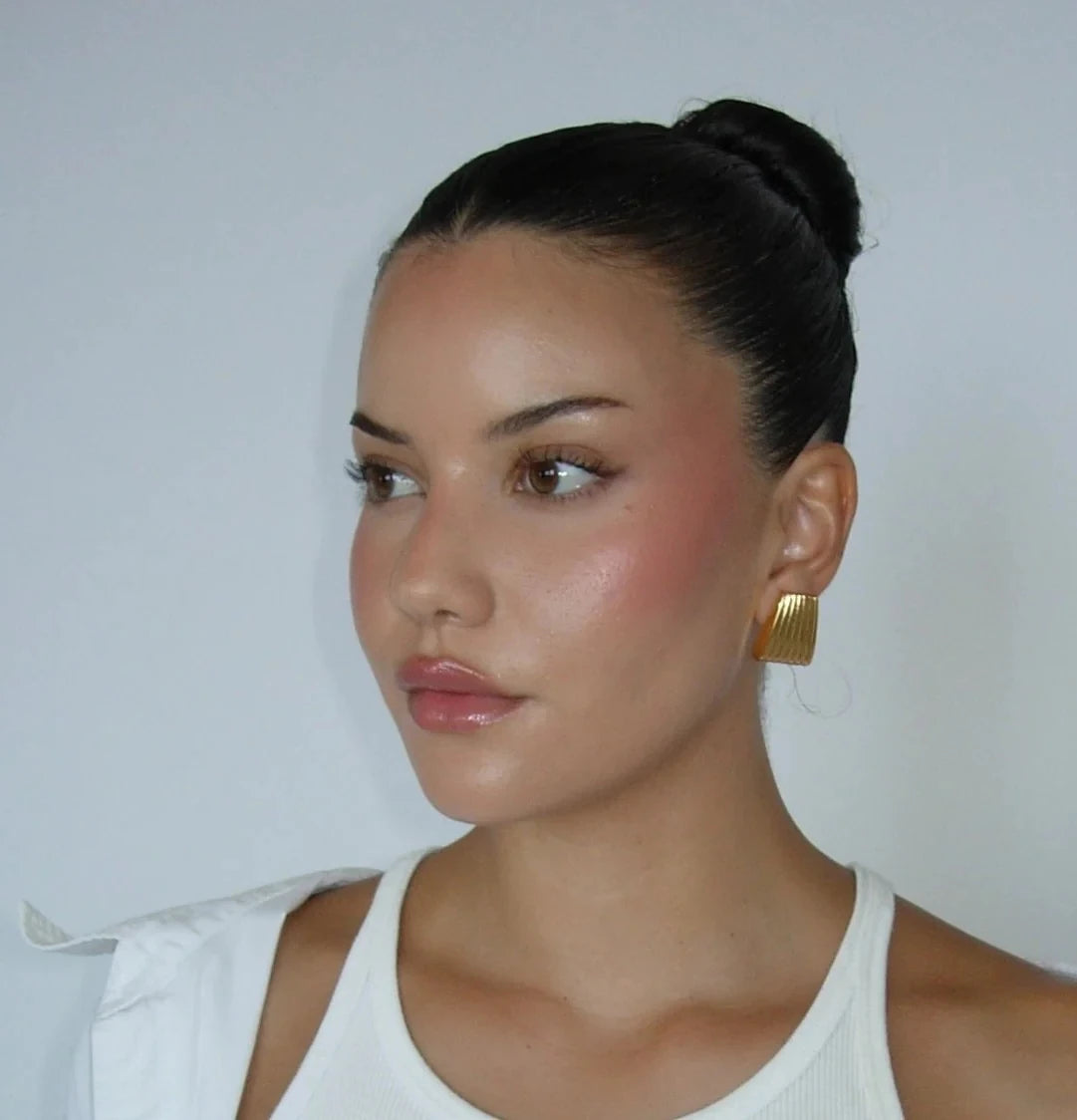 Minimalist Fluted Gold Earrings