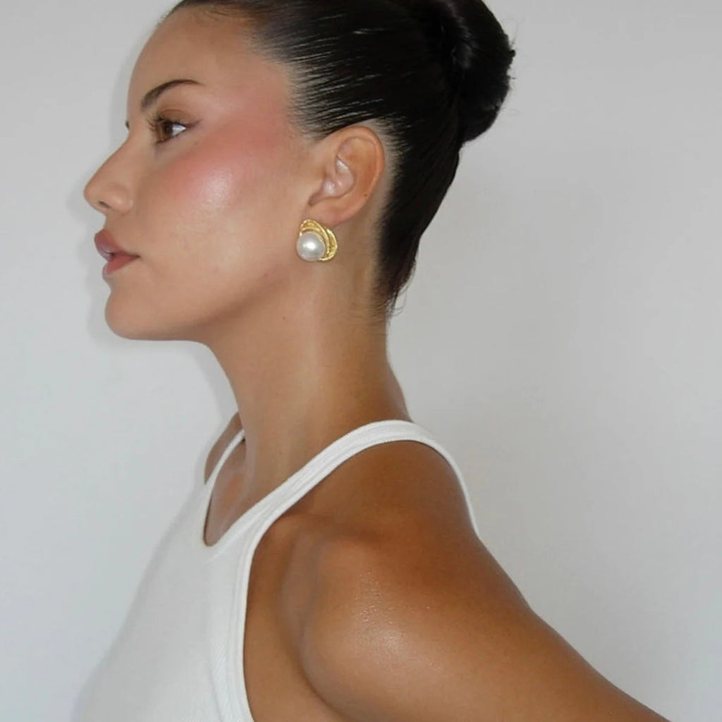Royal Gold Pearl Earrings